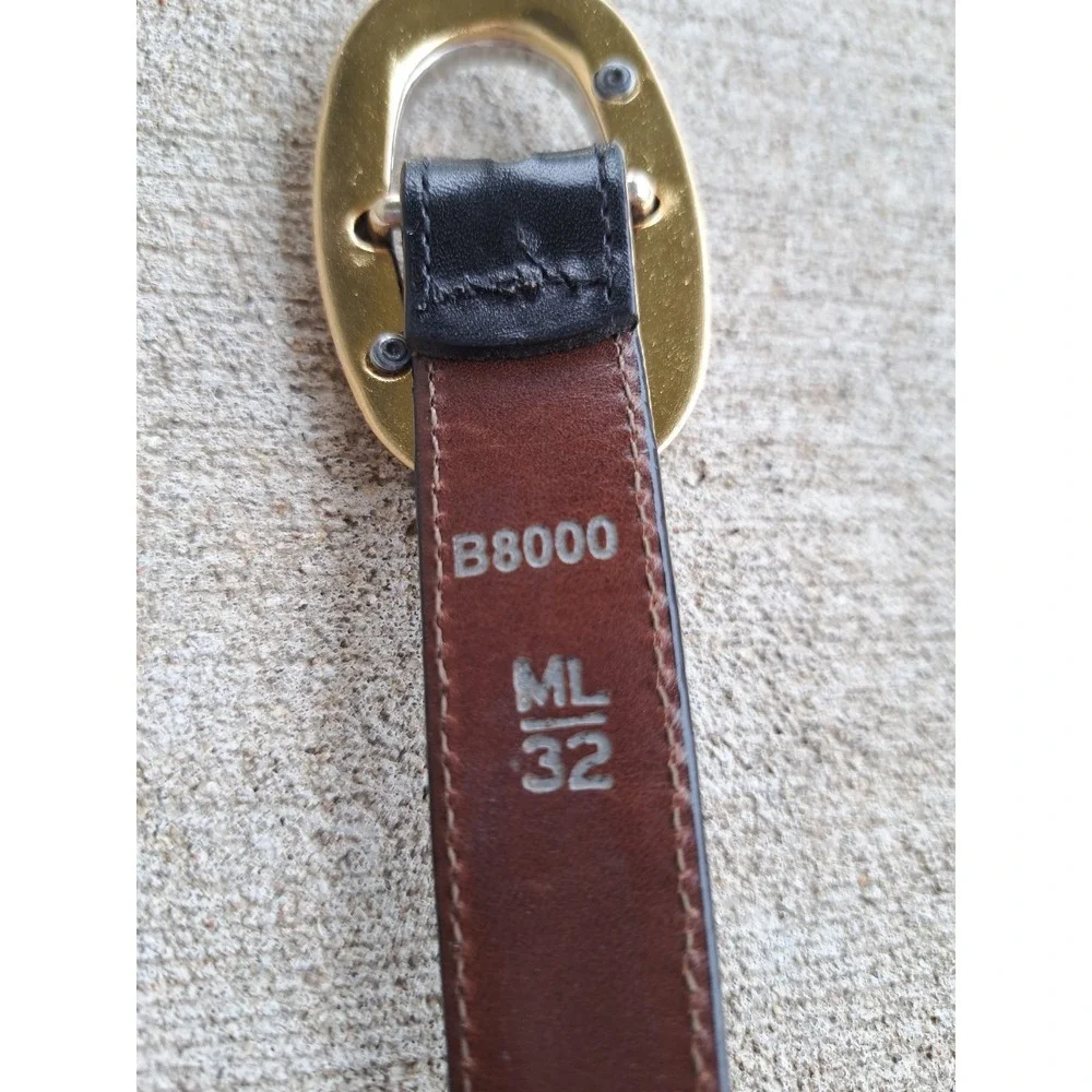 Brighton Women's Reversible Leather Black/Brown Belt Silver/Gold Tone Buckle M-L
